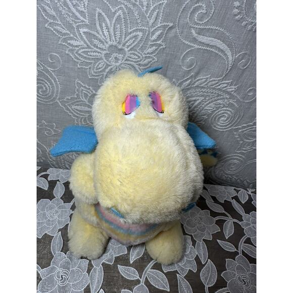 Vintage Yellow Dragon Plush Watson’s Peter Pan Rainbow Stripe Stuffed Toy Blue - Picture 3 of 11